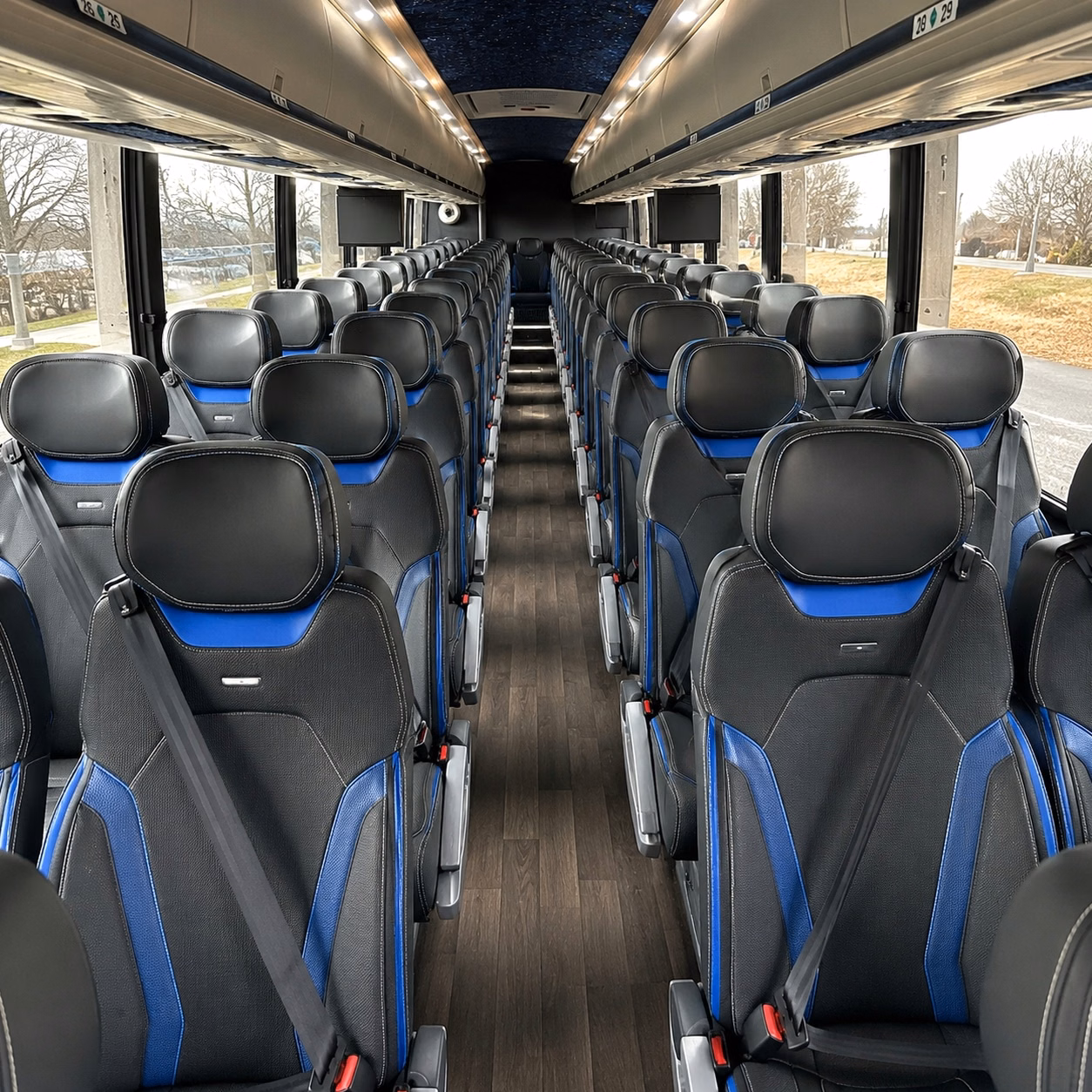 56 passenger charter bus inside